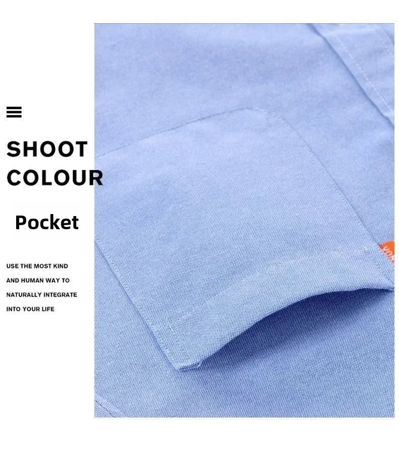 2026 Men's Oxford Long Sleeve Shirts 100% Cotton Solid Color Turn Down Collar Regular Fit Daily Men Clothing Button-down Shirts