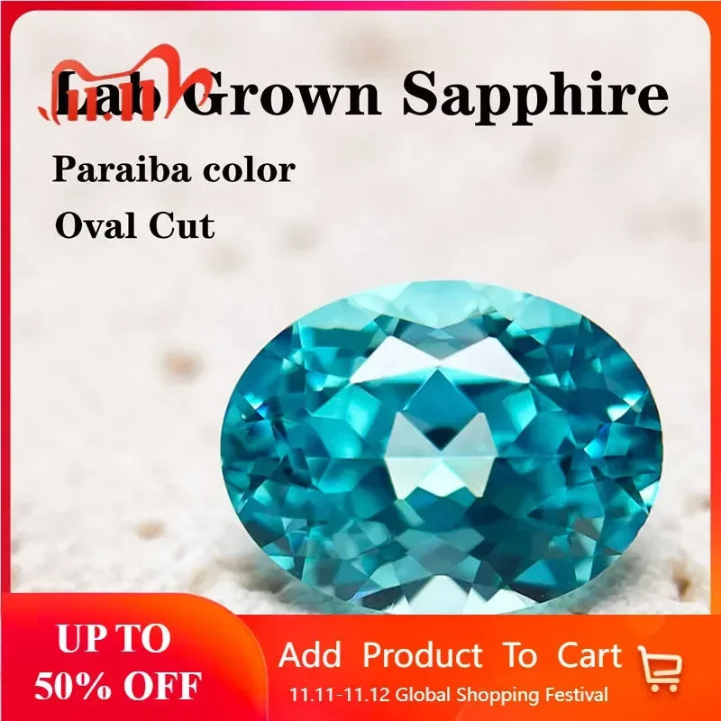 Paraiba Natural Color Oval Shape VVS1 Laboratory Diamond for DIY Jewelry Making Materials with Certificate Wholesale Price