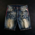 New Summer Classic Fashion Solid Color American Retro Straight Leg Denim Shorts Men's Casual Loose Fit Sports High Quality Jeans