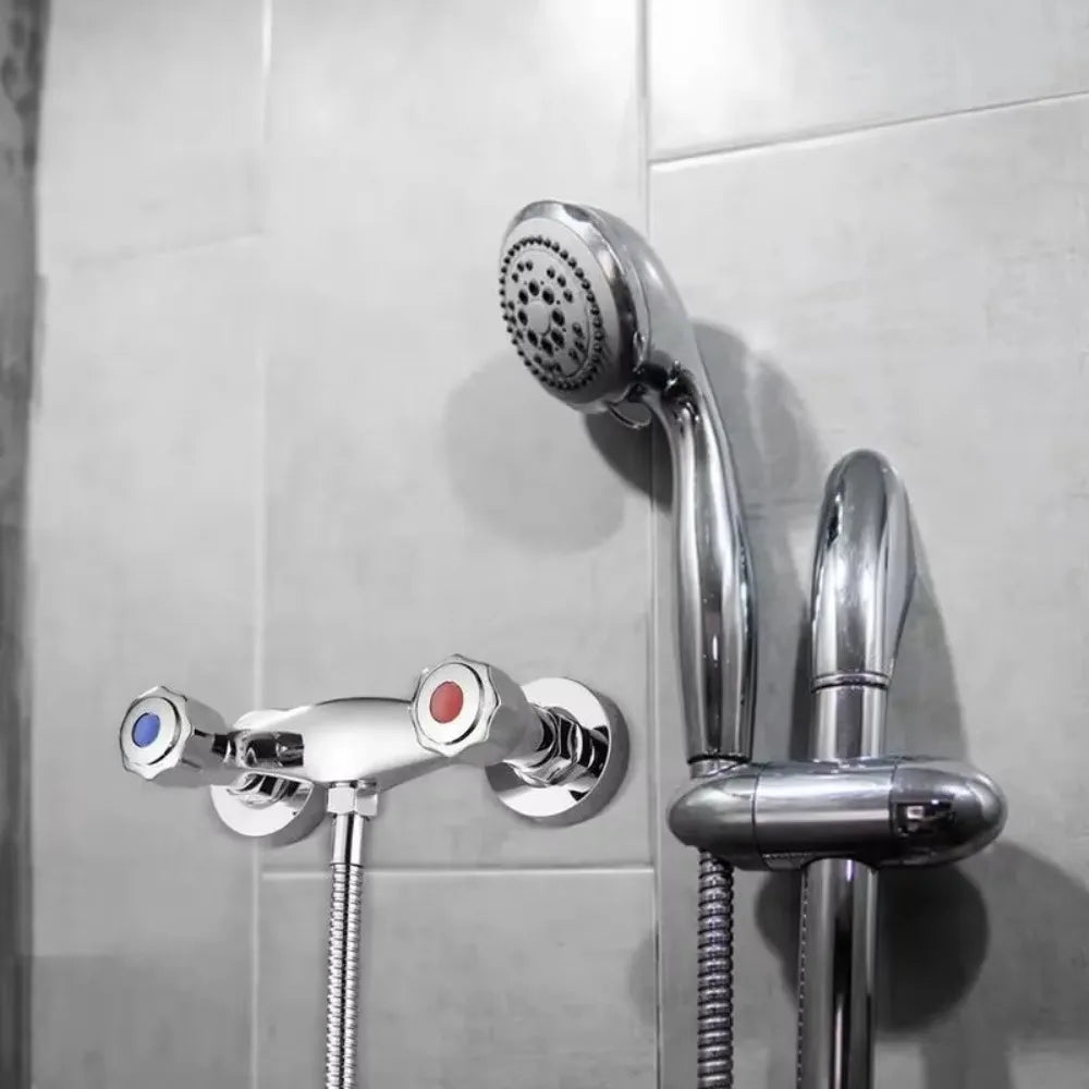Modern Metal Out Water Inlet Valve Double Control Hot and Cold Double Shower Faucet Valve Wall Mounted Diverter Valve