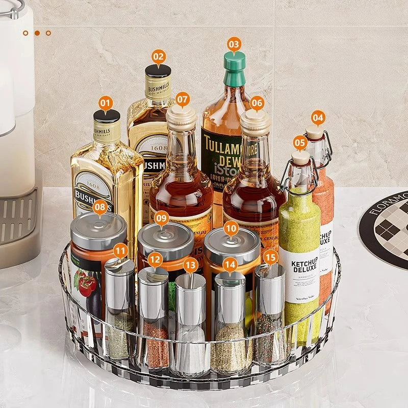 Rotating Kitchen Storage Rack Multi-Functional Desktop Organizer for Cosmetics And Seasonings Entrance Home Organization Box