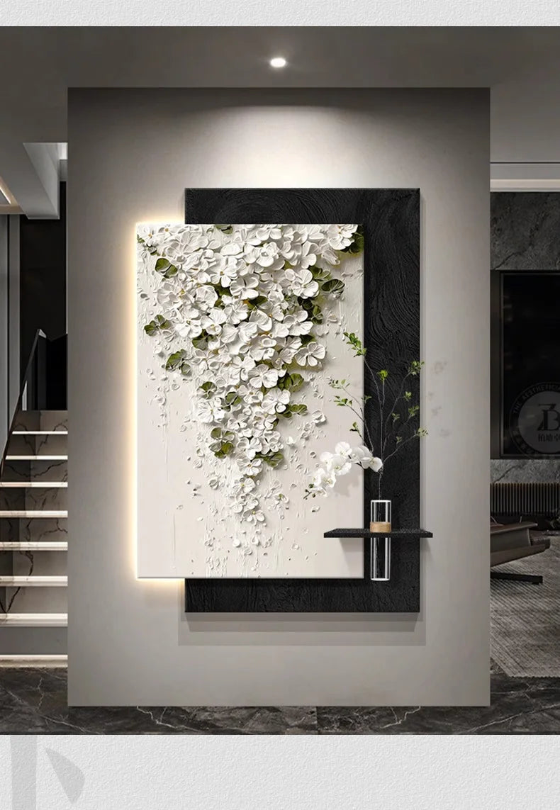 Led Light Hydroponic Green Plants Entrance Door Decoration High-end Feeling Corridor Hanging Flower Wall Lamp Painting