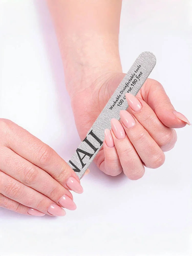 50pcs Wooden Nail File Buffer 100/180 Double Side Nail Files Grey Sandpaper Nail Sanding Grinding Gel Nail Polish Manicure Tool