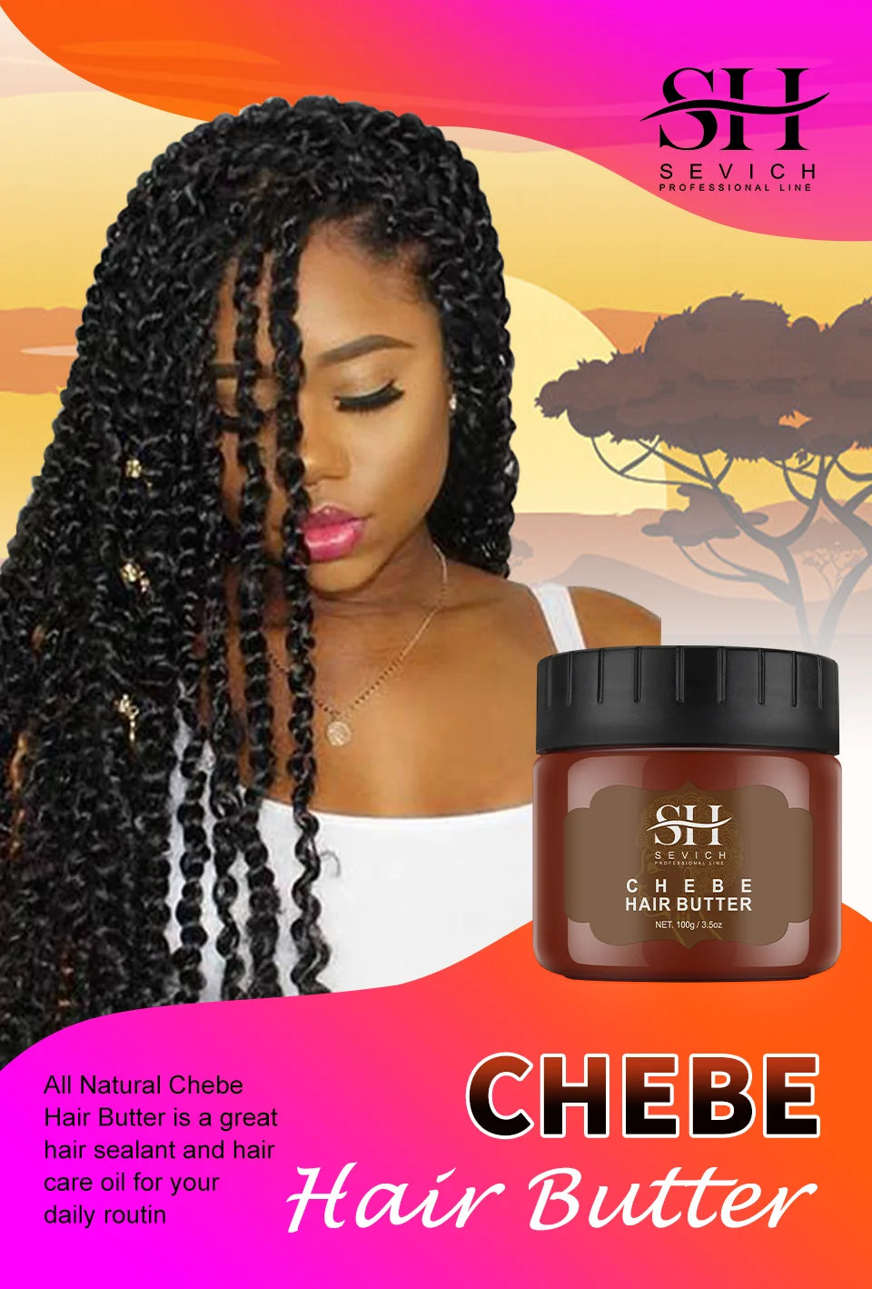 100% Chebe Powder From Chad Africa Women Traction Alopecia Treatment Oil Men Fast Hair Growth Spray Hair Loss Treatment Sevich