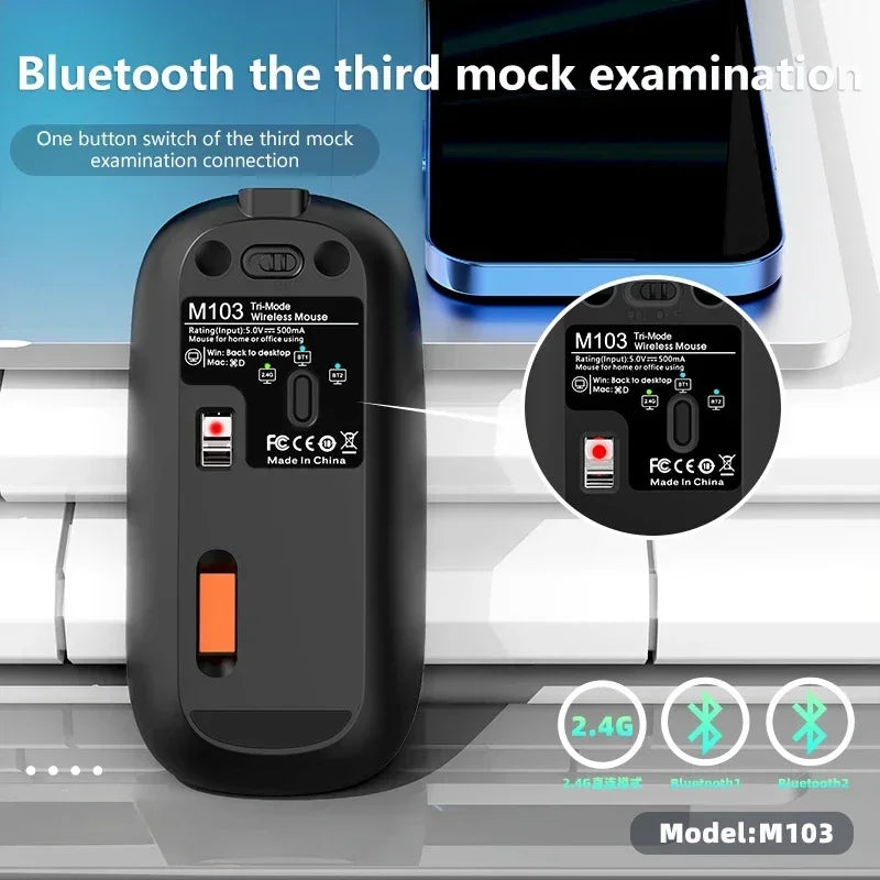 Lenovo Ultra-thin Dual Modes Wireless Mouse 2.4G USB and Bluetooth Power Display Ergonomic Rechargeable Silent Mice PC Laptop