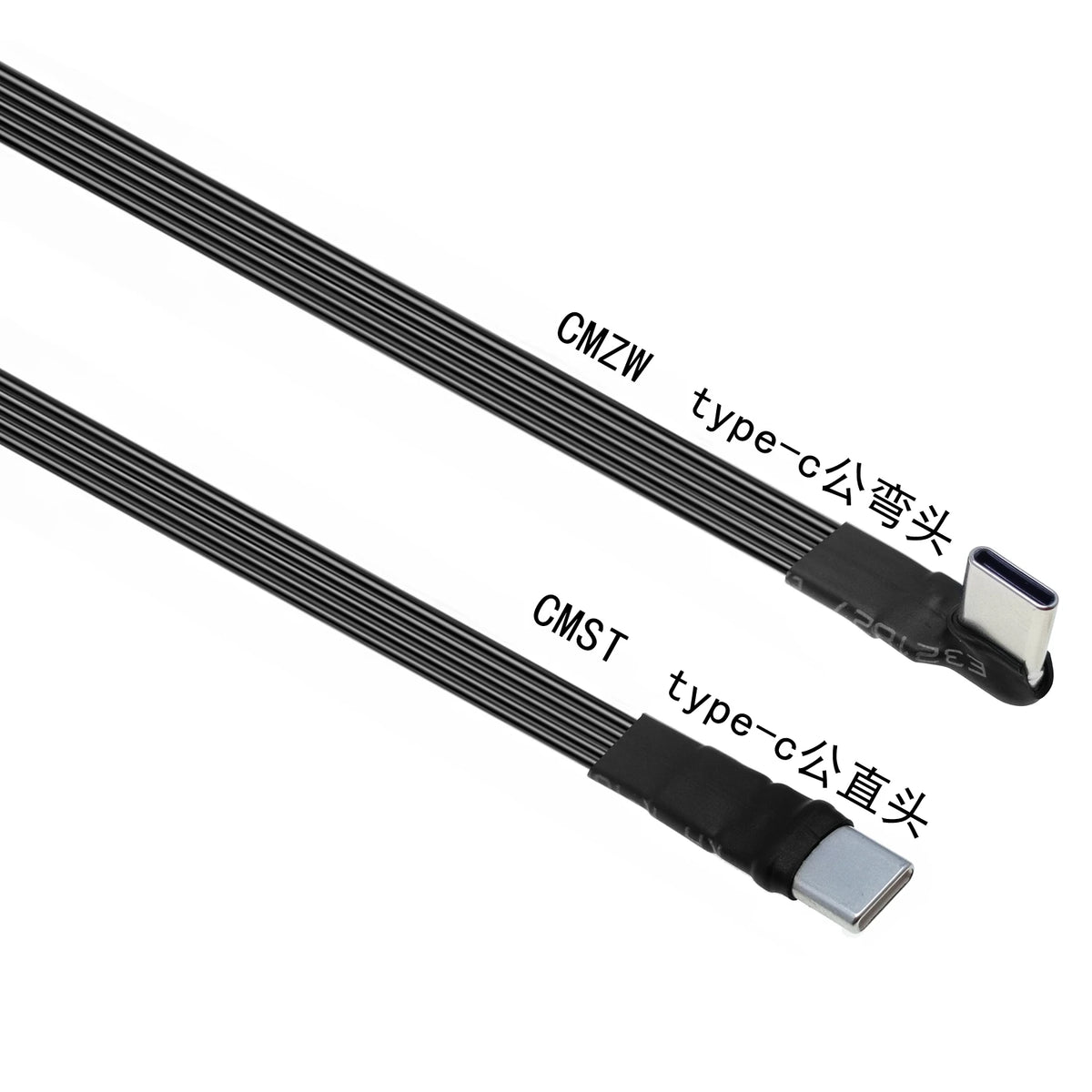 20CM 30CM 10CM 5CM USB 2.0 Type-C Flat Cable Extension FPC Cable USB 2.0 USB-C 90° Up/Down Angled Plug 5CM-1M