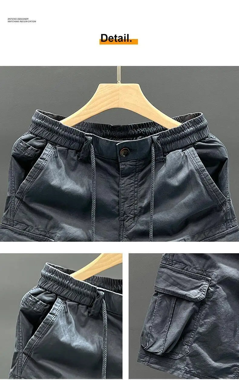 Summer Outdoor Casual Workwear Shorts Men's Multi-Pocket Large Size Loose Retro Dirt-Resistant Versatile Five-Quarter Pants