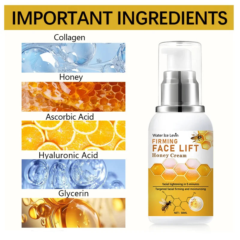 Honey Instant Face Lift & Firm Skin Cream Sustainable Face Lifting Reduces Fine Lines Gentle Moisturizing Care Cream