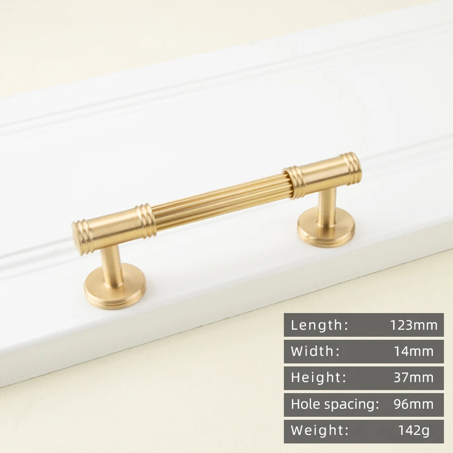 KEDLO French modern light luxury solid brass gold stripe long handle kitchen cabinet Pull handle drawer T handle