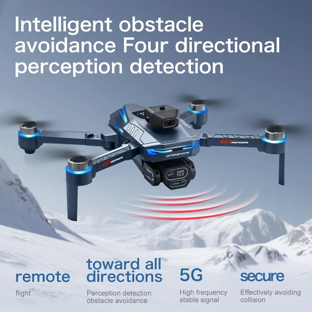 Original GT8 Drone 8K HD Three-camera Aerial Photography Wifi FPV RC with screen Brushless Motor Folding Quadcopter Dron Toys