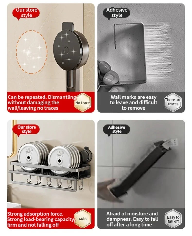 No Drill Bathroom Suction Cup Storage Shelf Storage Shelf Bathroom Perforation-Free Wall Hanging Vanity Toilet Triangle Basket R
