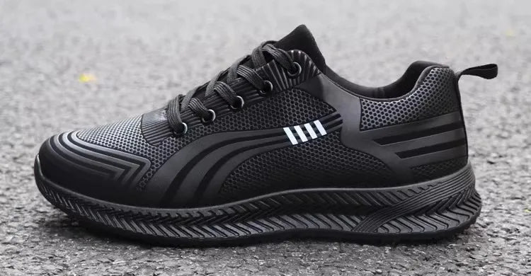 Waterproof Men's Sneakers Casual Running Shoes Soft Bottom Black Leather Sports Shoes