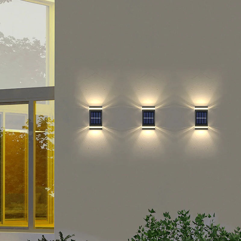 6LED Outdoor Solar Wall Lamp, Waterproof Wall Washing Lights, Up And Down Lighting, For Terrace, Garden, Fence, Villa Exterior W