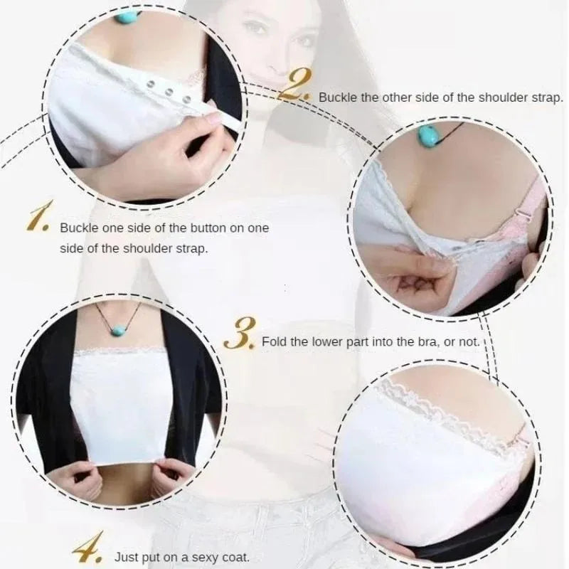 1-2 Pcs Lace Invisible Bra Privacy Cleavage Cover Underwear Anti Peep Brassiere Seamless Wrap Chest Strapless Lingerie Tube Tops