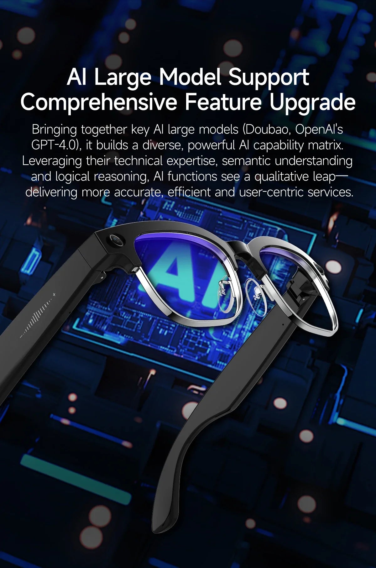 2026 New 4K HD 800W Pixel Dual-Camera Smart Glasses Men 1200P Video Recording AI Chat WIFI Transmission Translation Call Glasses