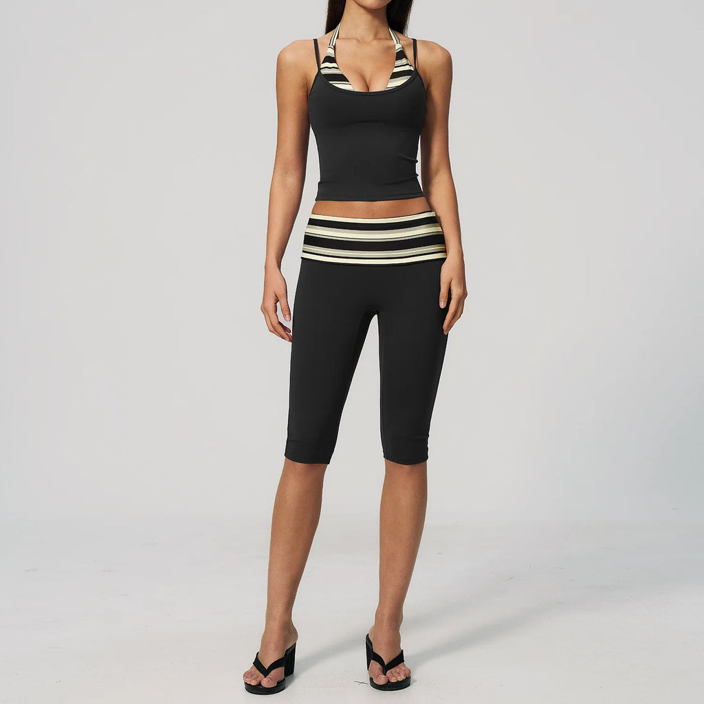 Summer 2PCS Yoga Set Women's Tracksuit Fashion Polka Dot And Striped Workout Sets Gym Outfits High Waist Butt Lift Yoga Clothes