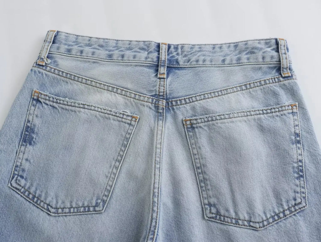 Maxdutti British fFashion Street Distressed Jeans Boyfriend Style Pants Girls Retro Loose Casual Jeans For Women Harem Denim