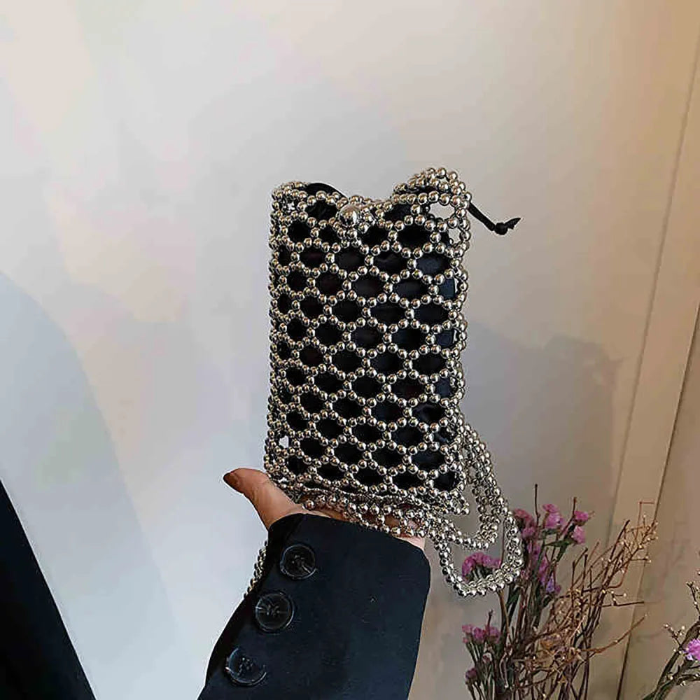 Pearl Bag Women Luxury Design Mini Phone Single Shoulder Bags Beading 2025 New Summer Chains Crossbody Bag for Wallet Daily Pack