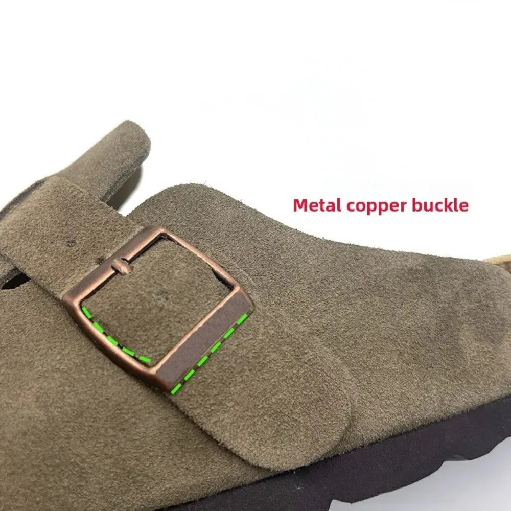 High-quality Vintage Fashion Suede Leather Sandals, Unisex, Spring and Autumn Trendy Premium Slippers