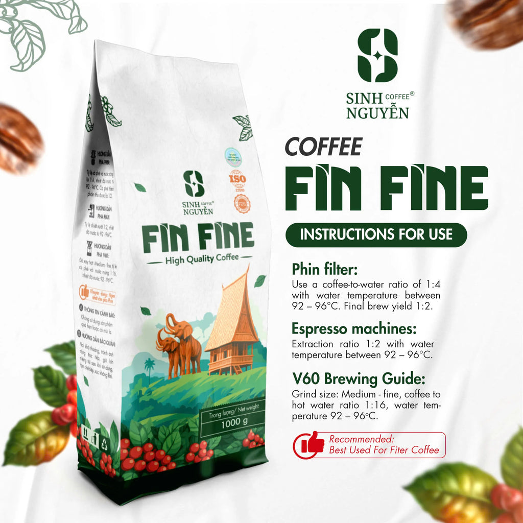 High Quality Premium Robusta Coffee Honey Processed Medium Roast Sweet Whole Bean 1kg Packaged Bag for Espresso Phin Vietnamese