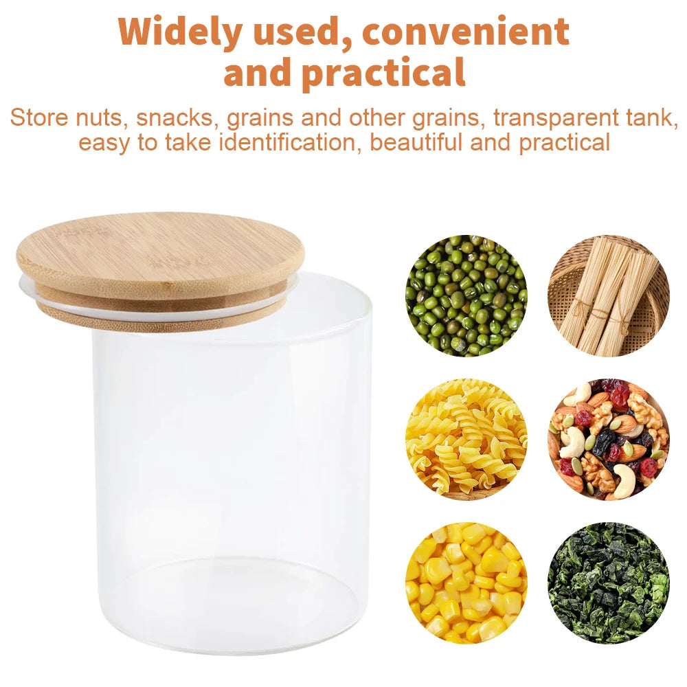 10pc Glass Sealed Jar Set 250ml 350ml Storage Tank With Bamboo Lid Seasoning Bottles, Coffee Storage Jars Kitchen Storage Jar