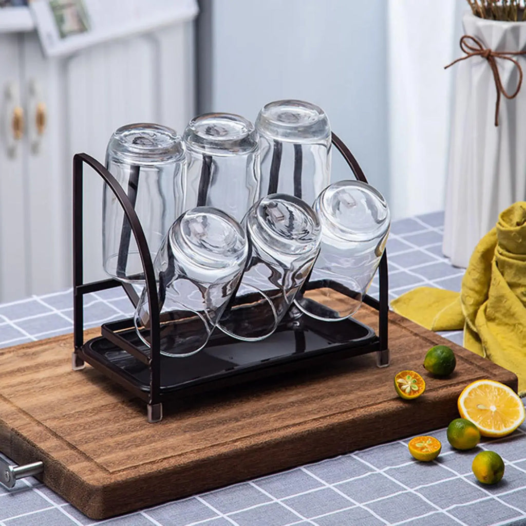 Modern Cup Drying Rack Stand with Drain Tray for Mugs Home Kitchen Bottles