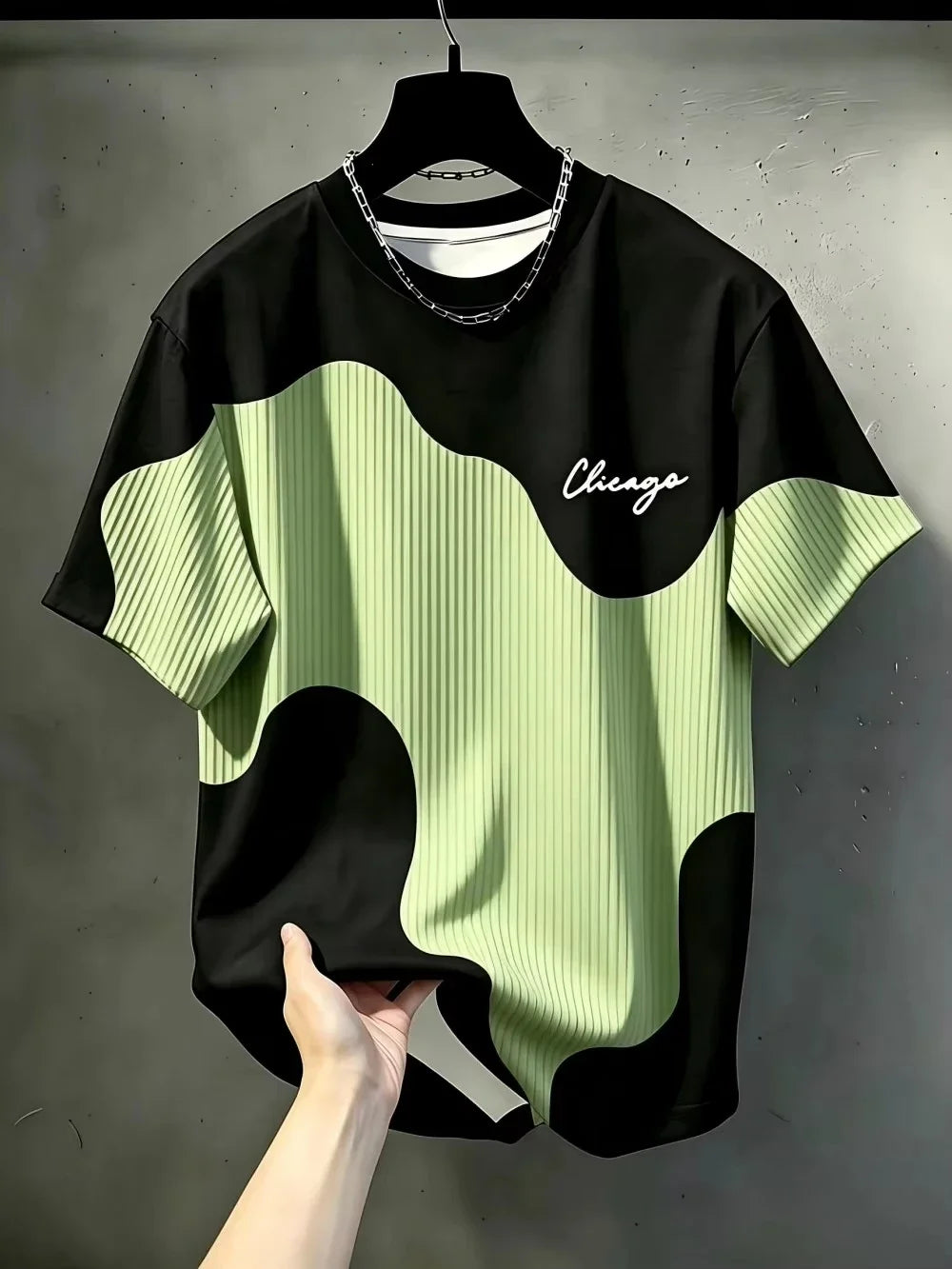 Summer Men's T-Shirt Stripe Letter Pattern Print Casual Loose T-Shirt Hip Hop Trend Harajuku Streetwear O-Neck T-Shirts Men Tops