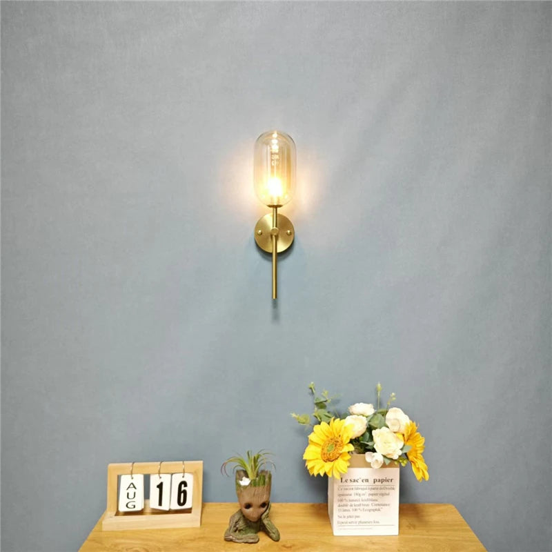 Modern Glass Wall Lamps Nordic Minimalism Creative Living Room Study Decorative Lighting Fixtures LED Bedroom Bedside Wall Light