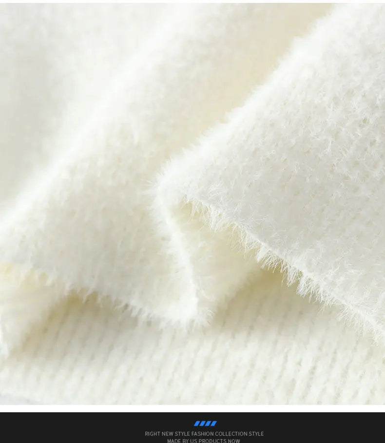 Men's Kintted Long Sleeved Sweater Men Solid Color Sweater Autumn/winter Soft Warm Comfortable Tops Thick Warm Wool Pullovers