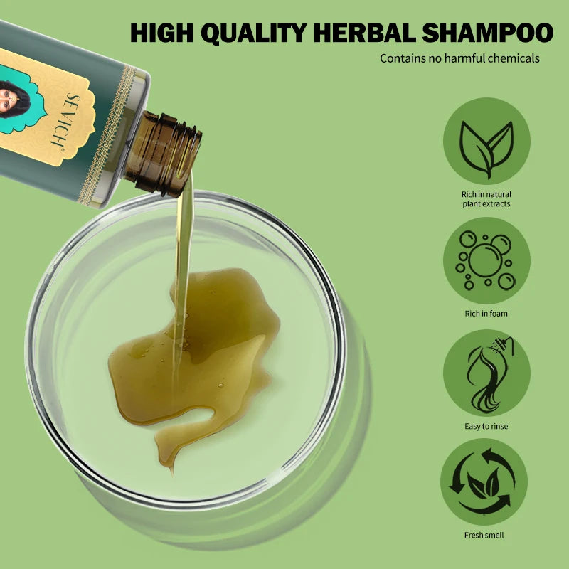 SEVICH Herbal Hair Growth Oil Set Ayurvedic Fast Hair Regrowth Thicken Serum India Adivasi Anti Hair Loss Hair Care Shampoo