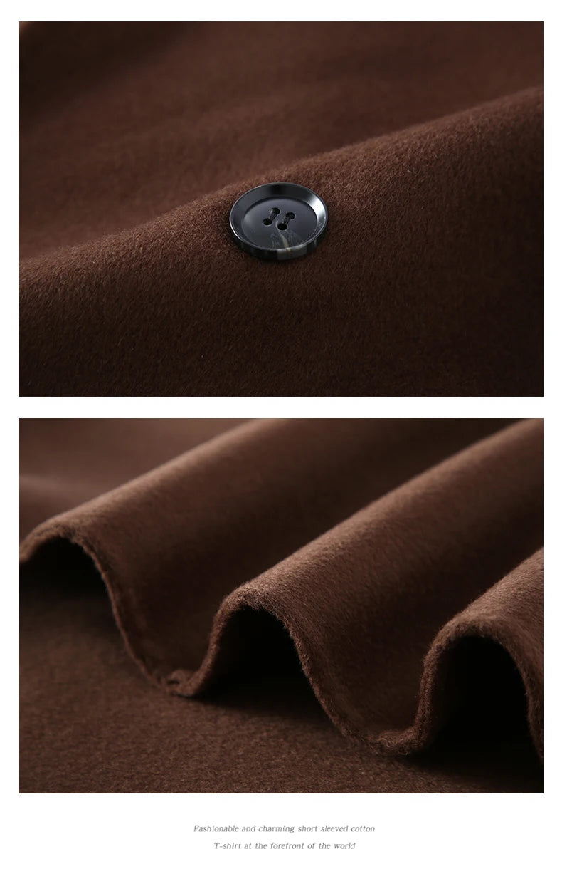 Men's 100% Cashmere Thick Double-Sided Extended Coat, Classic and Versatile Fashion for Business and Leisure