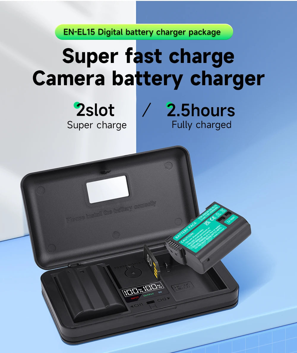 PALO EN-EL15 ENEL15 EN EL15 Battery Charger Battery Case for Nikon D500 D600 D610 D750 D800 D800E D810 D810A D7000 D7100 D7200