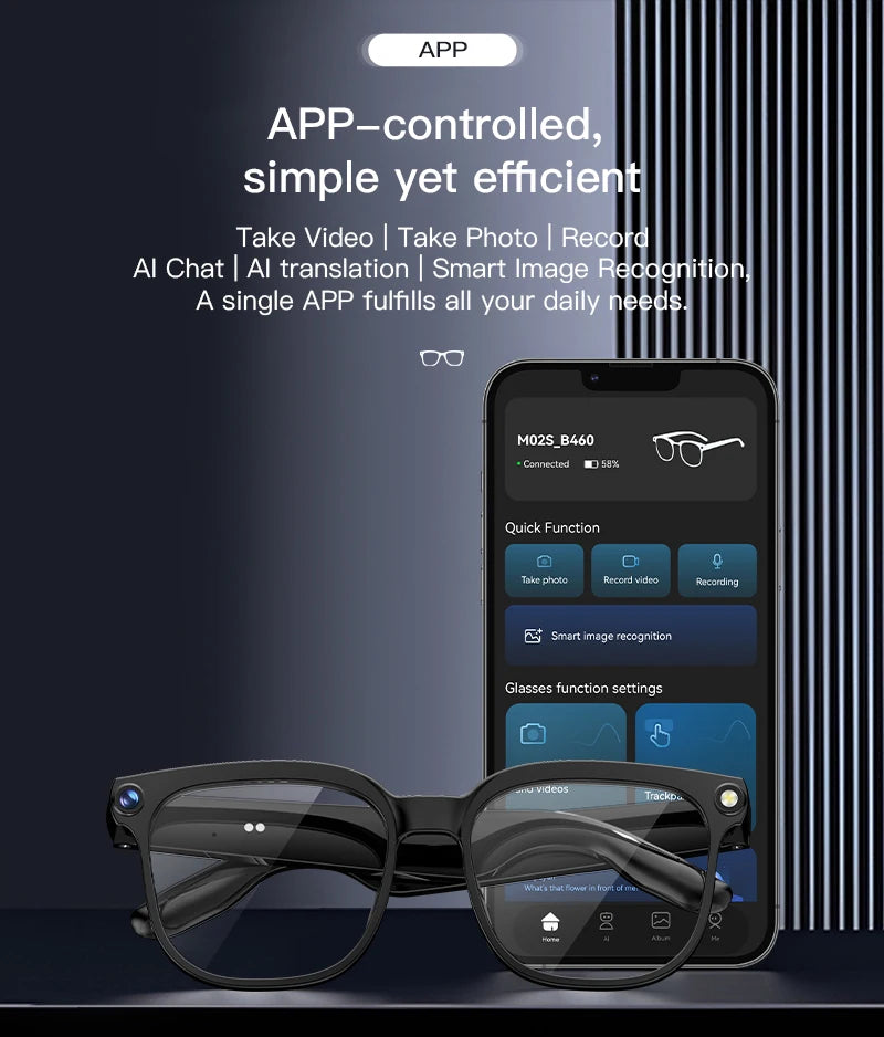 Smart Glasses AR AI Translation 4K Camera Bluetooth Call Touch Control Outdoor Sports Sunglasses Men Women 2026 New Dropshipping