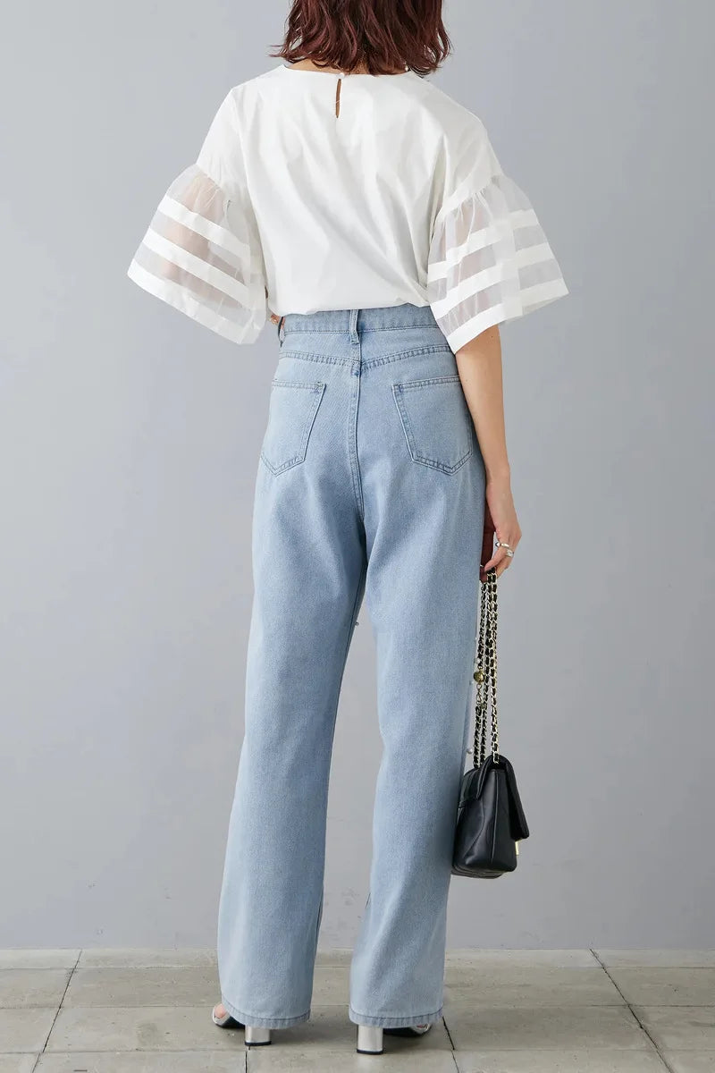 Flare Sleeve Shirts & Blouses Fashion Loose 2026 Woman Blusas New Arrivals Camisas Japan Korean Ropa Mujer Summer Tops