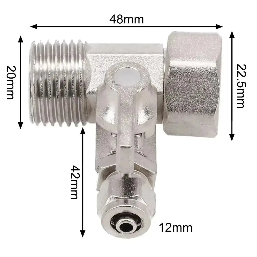 RO Feed Water Adapter 1/2\" To 1/4\'\' With Shut-Off Ball Valve Tap Tee B Cold Hot Water Pipes Home Accessories