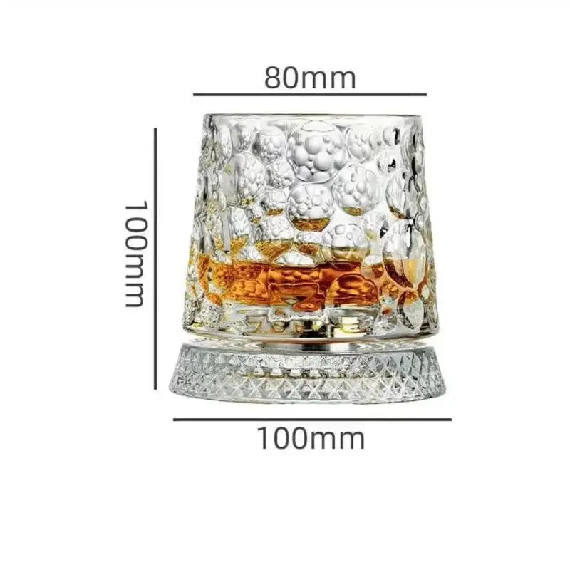 2026 New Whiskey Glasses Rotating Whisky Glass With Glass Base 360 Rotate Degrees Crystal Rum Glass For Cocktail Party Drinking