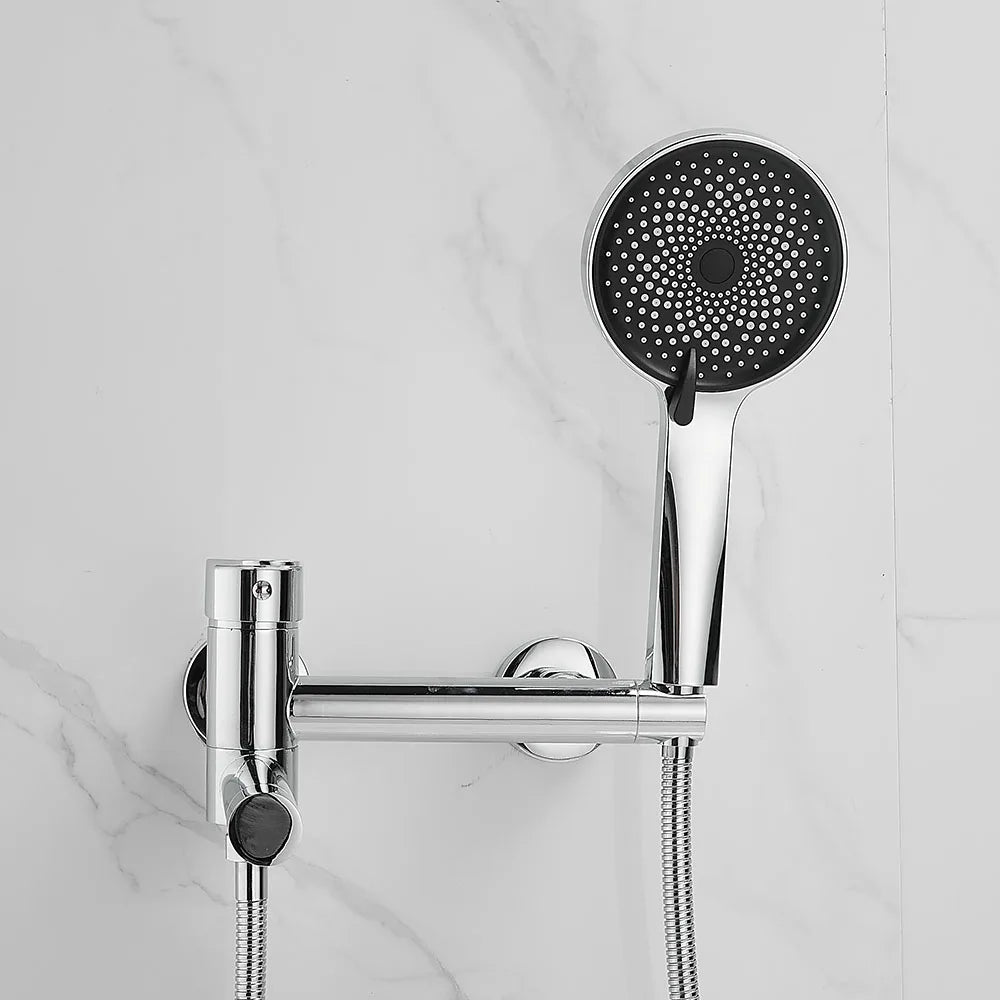 Shower Faucet Black Brass Wall Mount Bathtub Faucet Shower Square Style Handheld Single Handle Luxury Bathroom Mixer Tap 877910