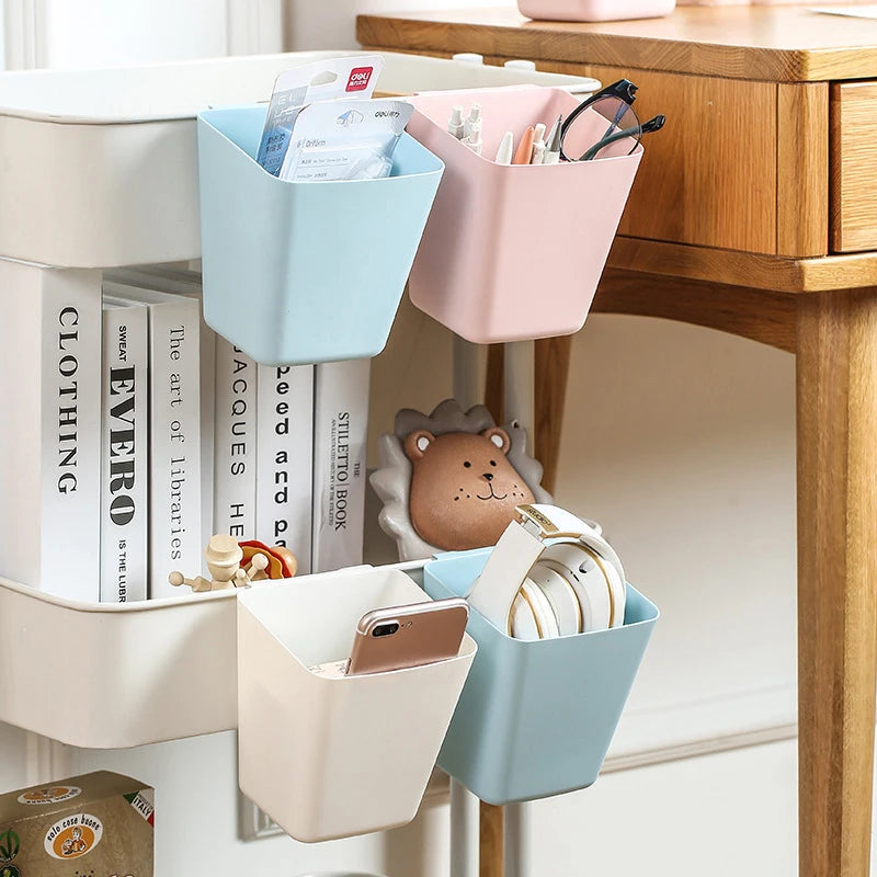 2Pcs Hanging Bucket Wall Organizers Rolling Cart Accessories Hanging Pen Holders Storage Containers Hanging Buckets For Office