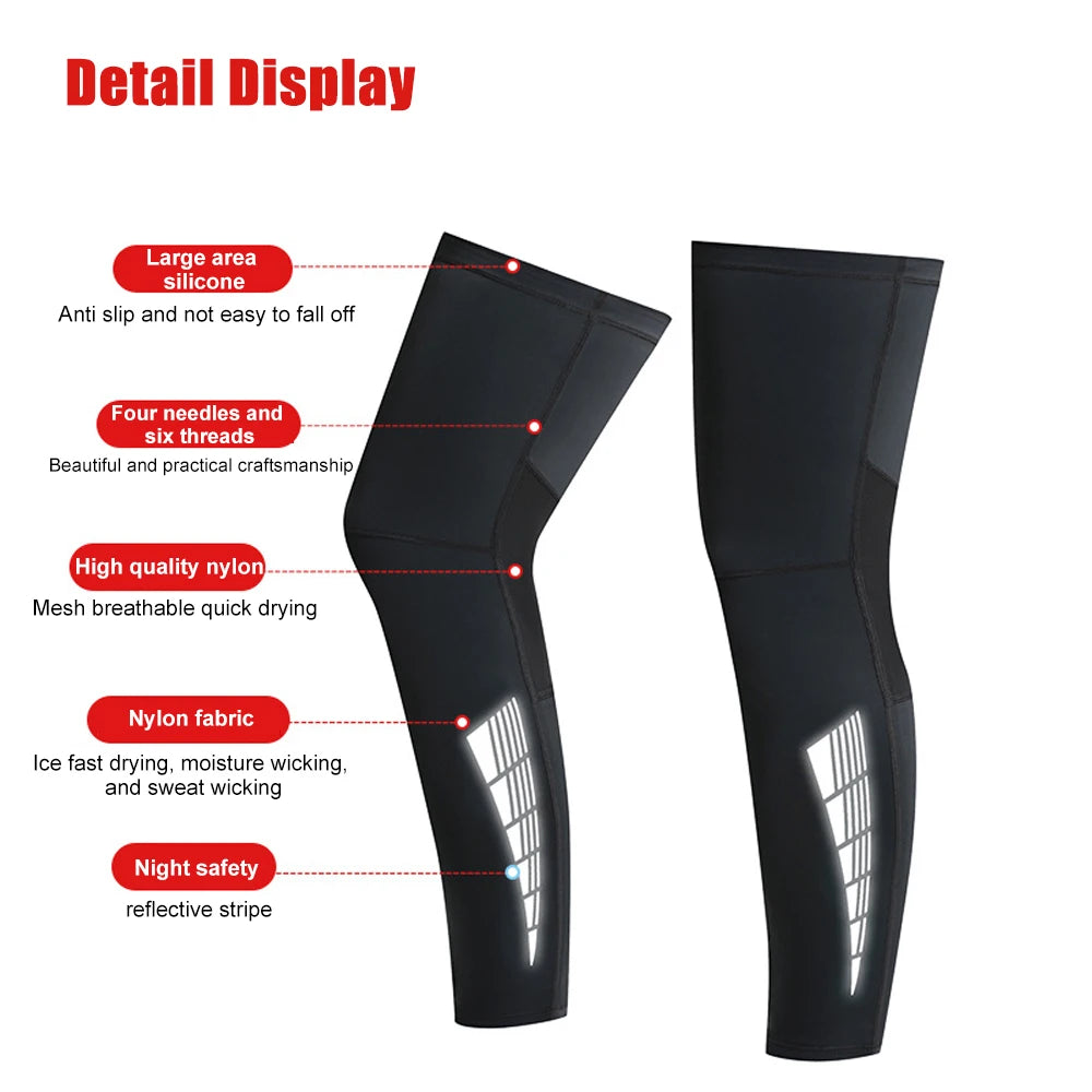 1 Pair Compression Leg Sleeves – Full Length Long Knee UV Protection Sleeves for Outdoor Sports – Cycling, Football, Basketball