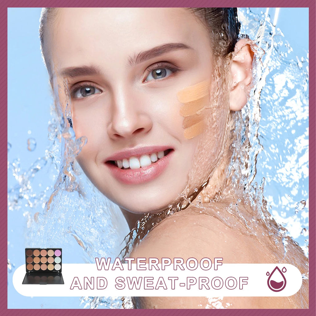 15 Colors Face Concealer Cream Contour Palette,Moisture Cream Makeup Foundation Full Coverage Foundation Covering Perfect Makeup