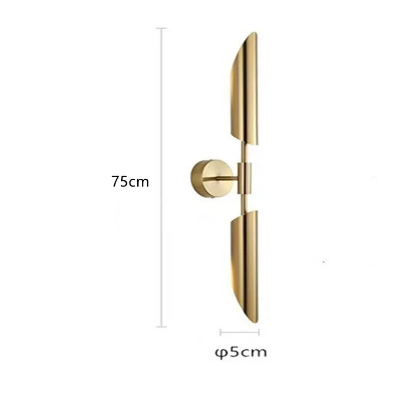 moderm luxury single double head wall lamp golden lnclined tube wall light Mirror light stair living room bedroom deco luminaire