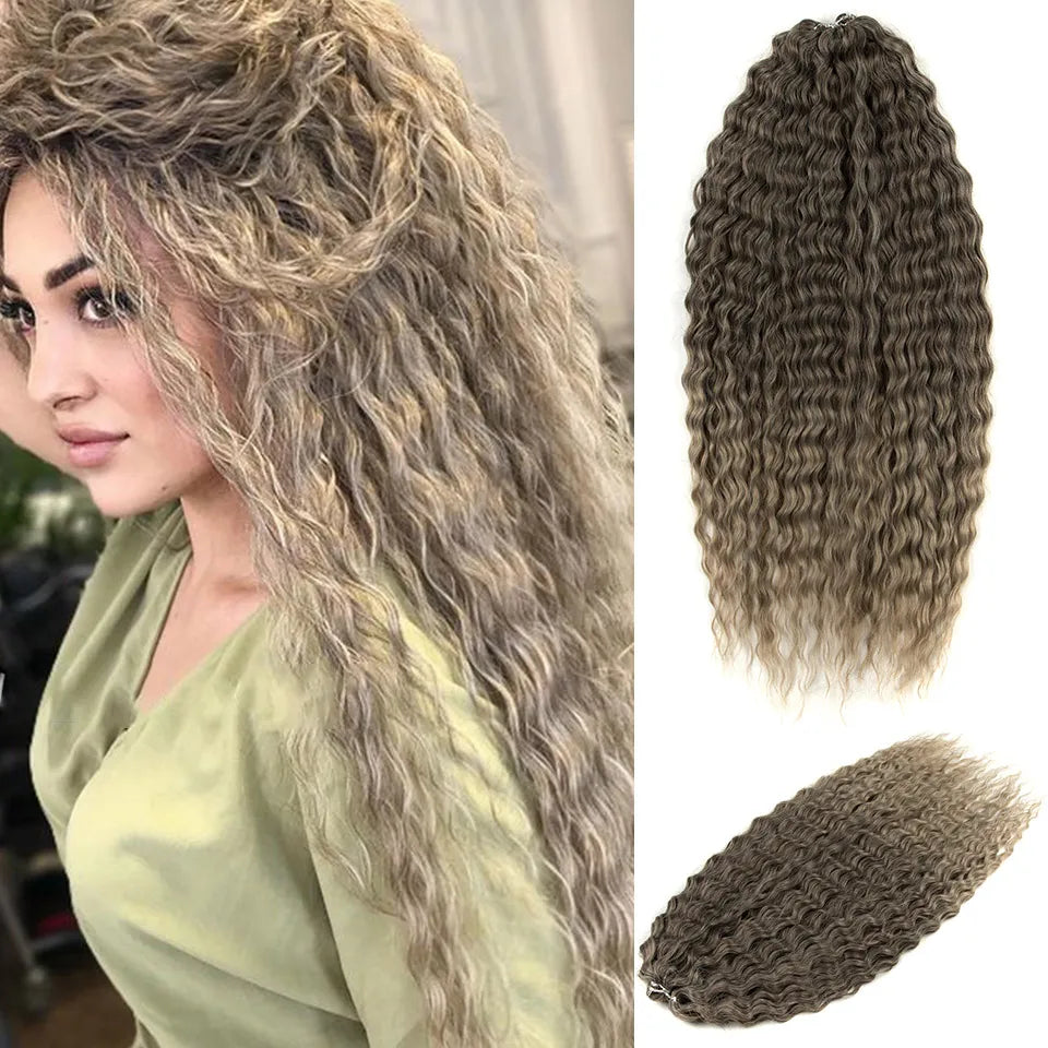 FASHION IDOL 24 Inch 300g Ariel Hair Synthetic Crochet Curly Hair Water Wave Braid Hair Ombre Blonde Braiding Hair Extensions