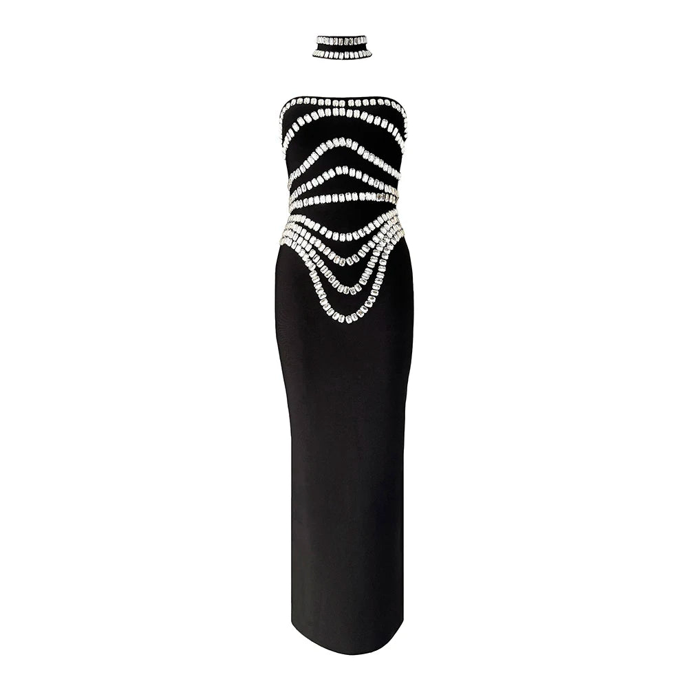 Women New Arrival Sexy Strapless Beading Bandage Dress Bodycon Clothes Club Party Evening Elegant Dresses