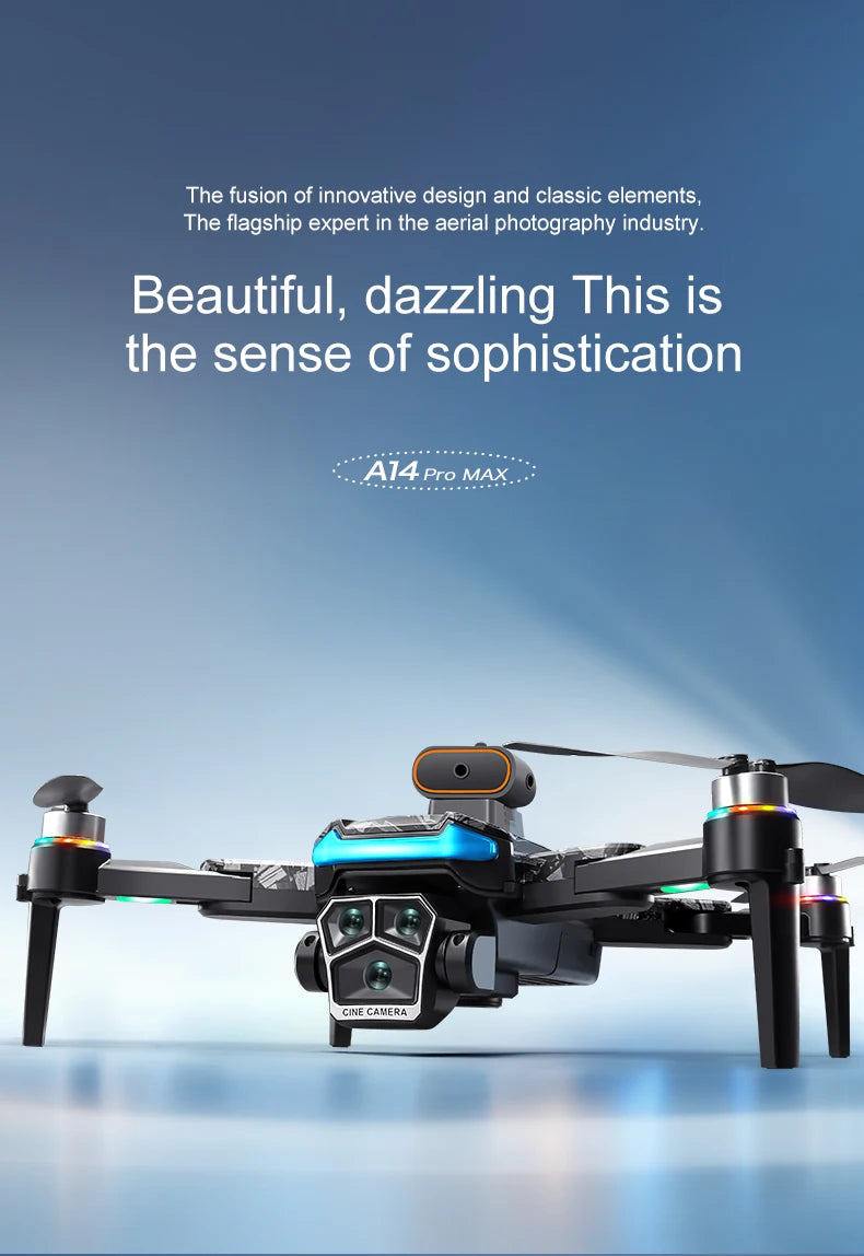 Original A14Pro max GPS Brushless 8K three Camera Optical Flow Obstacle Avoidance Foldable Quadcopter RC Distance Drone Toys