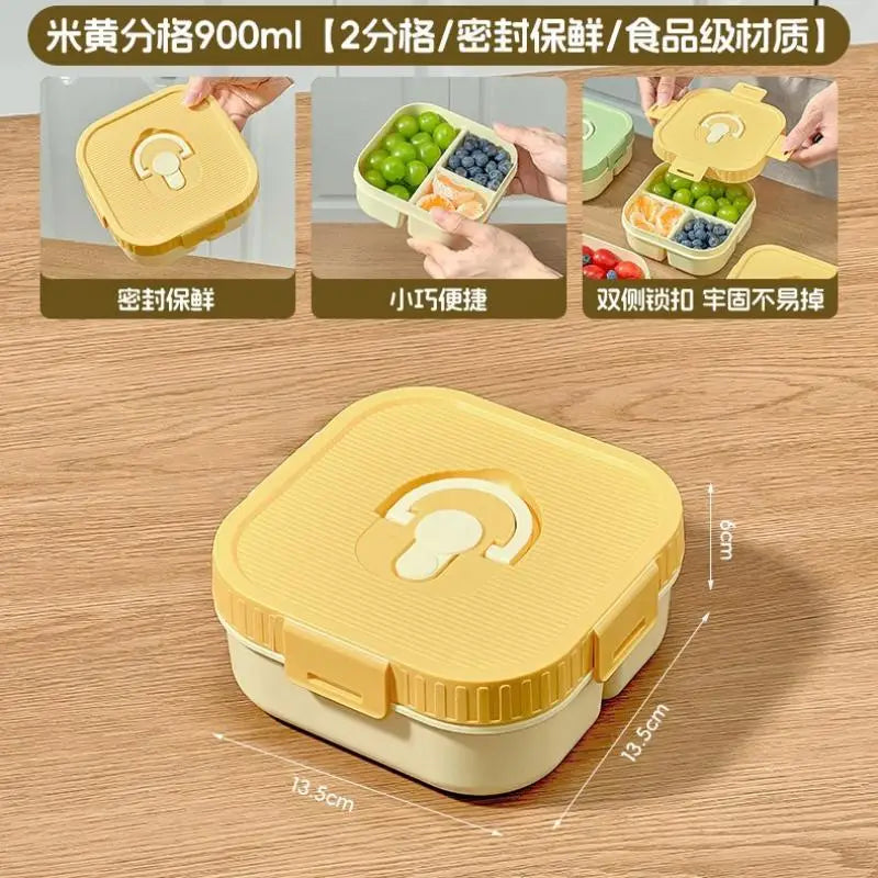 Portable Plastic Lunch Box With Compartment Microwave Safe Fruit Salad Lunch Container Kid Student Leak-proof Bento Box