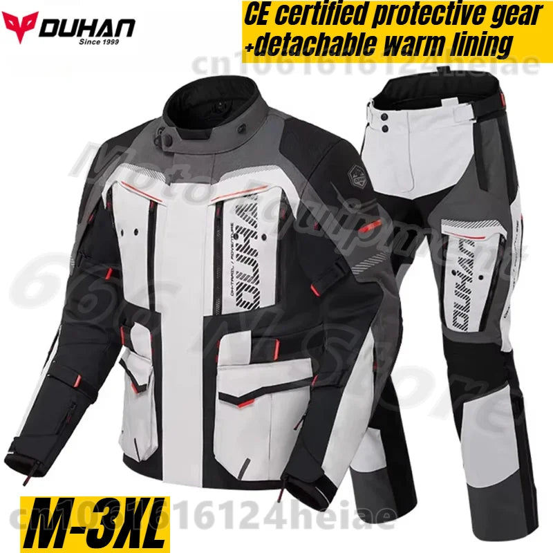 Waterproof Motorcycle Jacket and Pants Suit with CE Level Fall Protection Motocross Riding Gear for All Weather Conditions