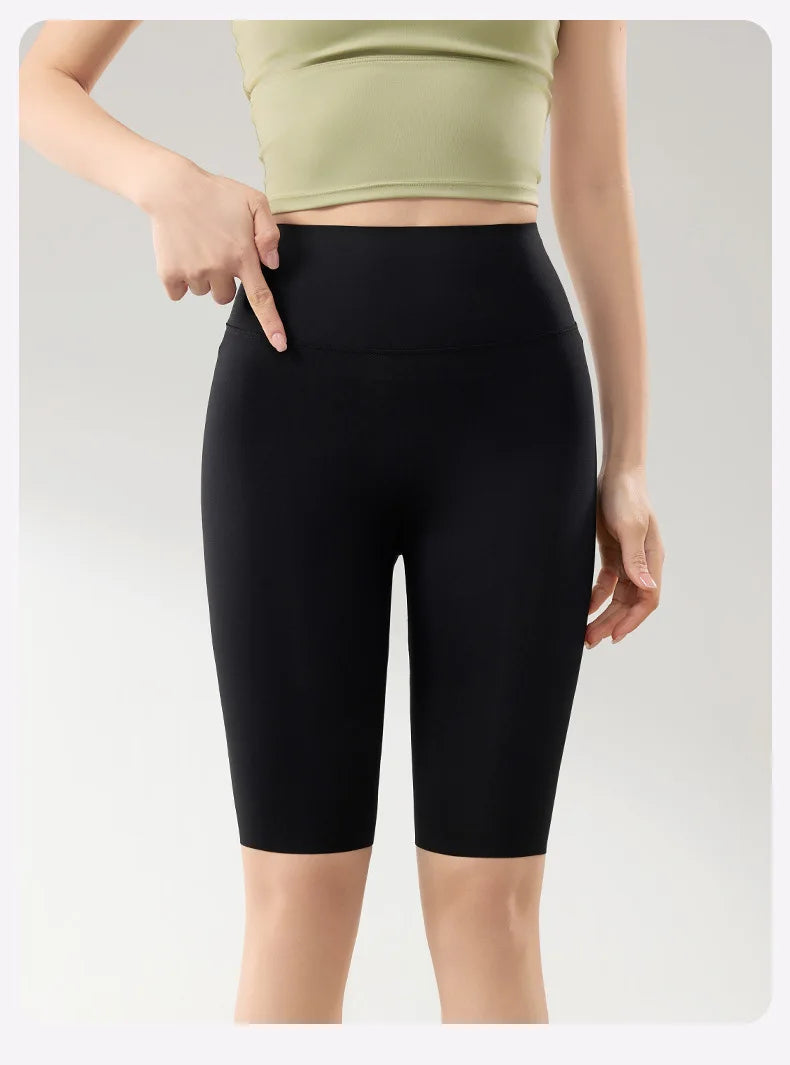 BIVIGAOS Summer Thin Sunscreen Sharkskin Cycling Shorts Women Multi Color Stretch Tight Slim Fitness Bicycle Knee Length Shorts