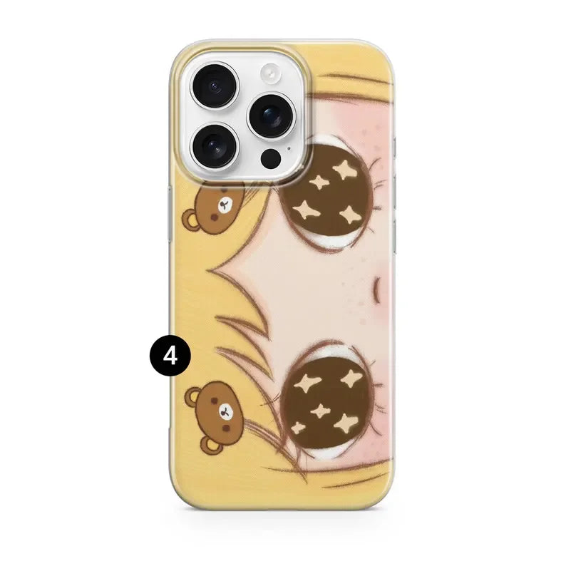 Cartoon Big Eyes Girl Phone Case For IPhone 17 12 Pro Max 13 14 Plus 15 11 16 Crystal Clear Dustproof Soft TPU Protective Cover