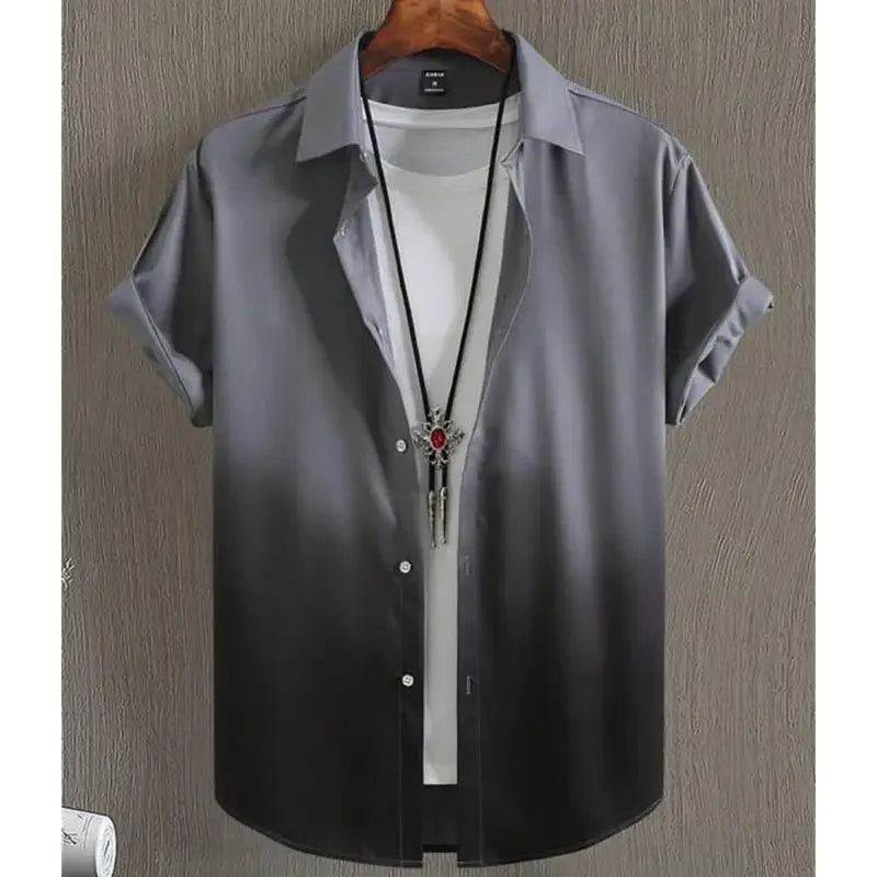 Men's Hawaiian shirts 3d gradient printed loose shirts and oversized shirts, high-quality beach party sweaters