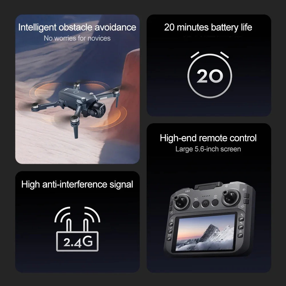 Original V988 Drone 8K HD Dual Camera Professional 5G WIFI FPV Remote control with large screen Foldable Quadcopter RC DronPlusX
